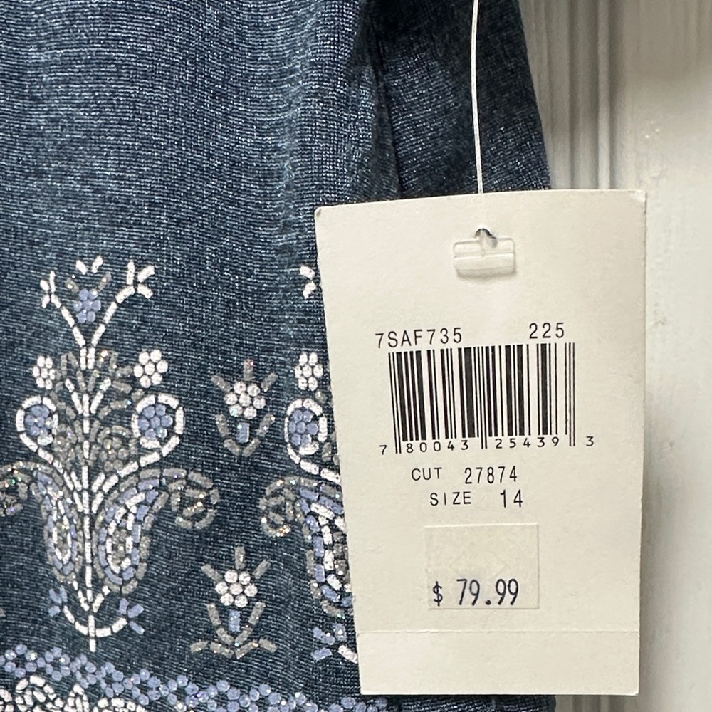 Blue Embroidered Two-Piece Set
